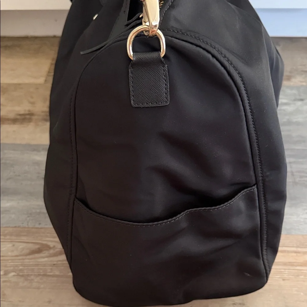 kate spade Black Nylon Travel Duffle with Gold Plaque